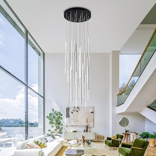 Modern LED Chandelier Clustered Led Pendant Light Black 24 Lights