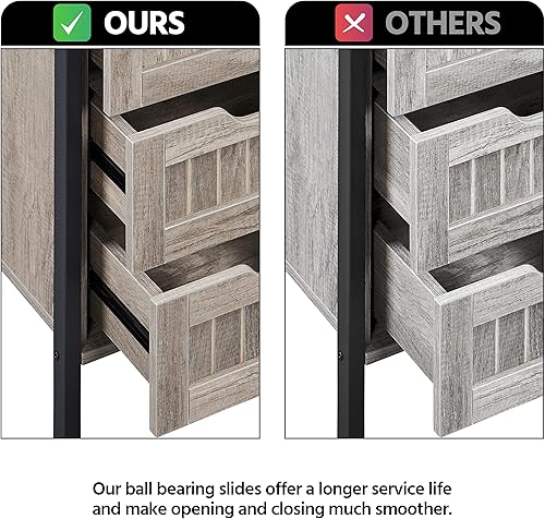 Miniatura 8 de Yaheetech Mesita de noche con estación de carga, cómoda de 3 cajones para dormitorio, mesa auxiliar con 2 tomas de corriente y 2 puertos USB, mesita
