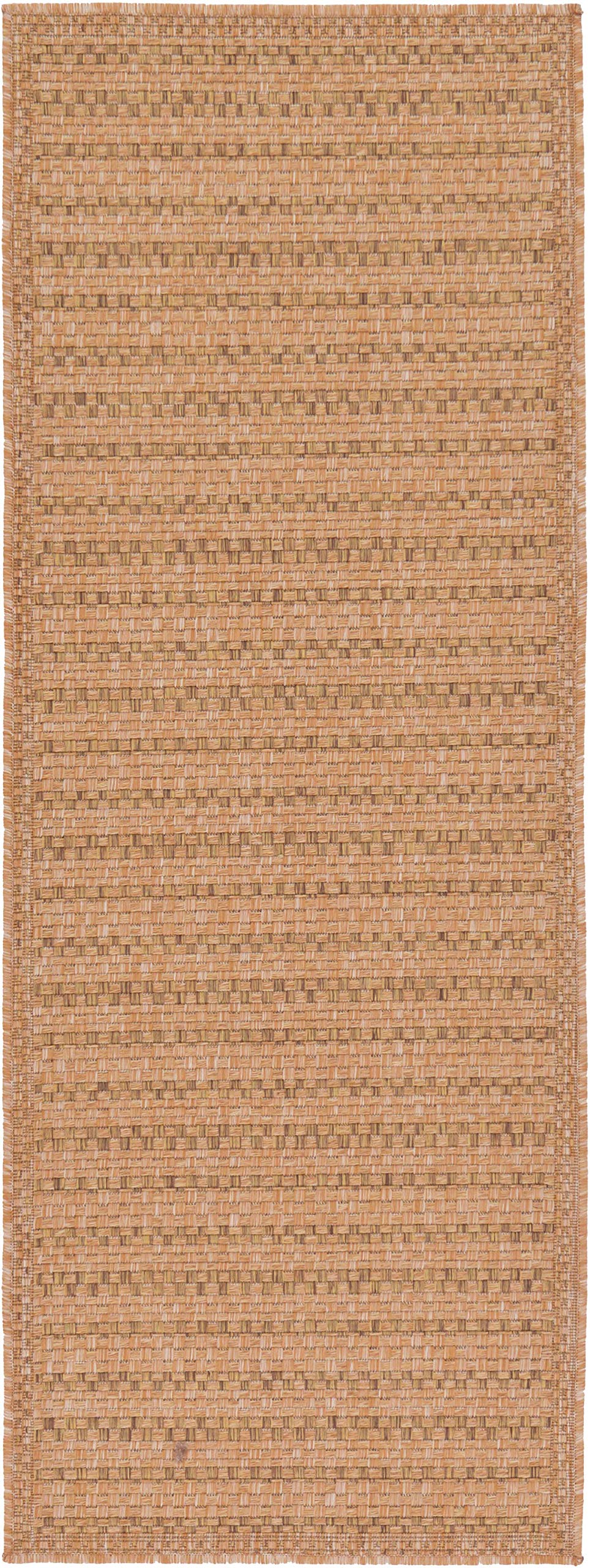 Unique Loom Outdoor Border Collection Area Rug - Checkered (2' 2" x 6' 1" Runner, Light Brown)