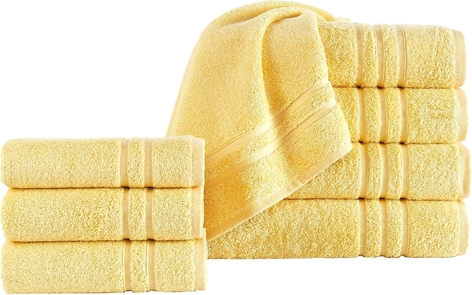 Hawmam Linen Yellow Bath Towels and Hand Towels 8Pack 4