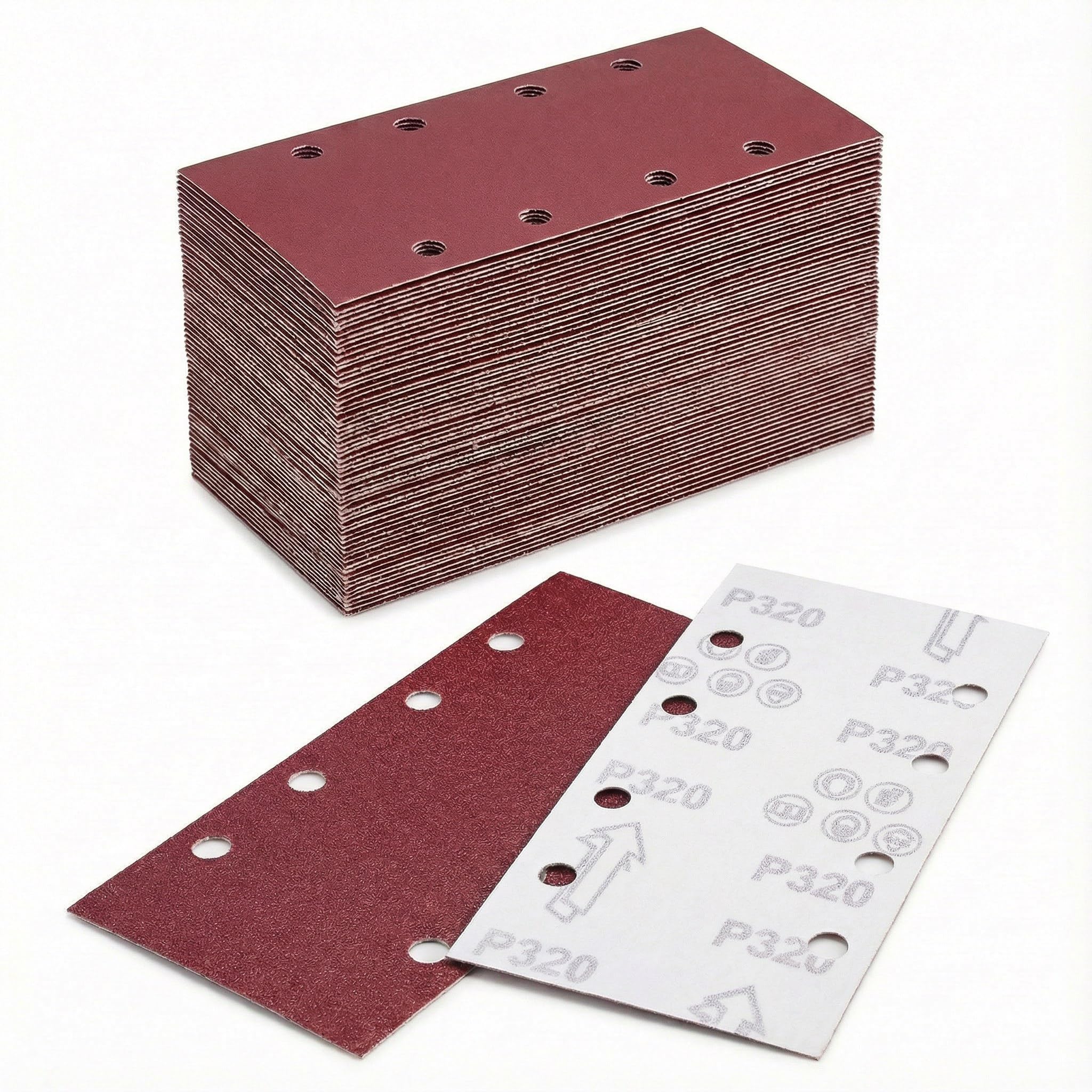 40 Pcs Sanding Sheets for Electric Sander, Rectangle Sanding Pads with 8 Holes, 95 x 185 mm Hook and Loop Sandpaper for Electric Sander Pads, Grits 60/80/120/180/320/600/800/1000
