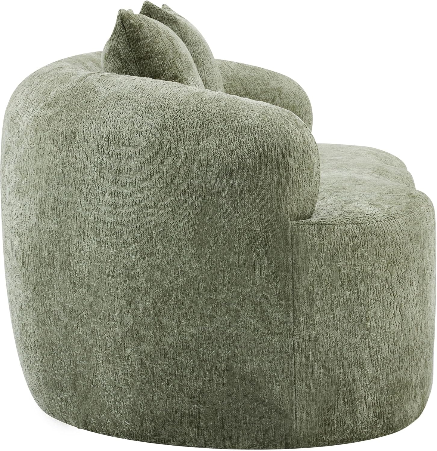 66.93" Curved Loveseat, 2 Seater Foam Sofa Soft Chenille Round Couch Cloud Sofa Deep Seat Love Seat with 2 Pillows, Modern Boneless Compression No Assembly Comfy Small Couches for Small Spaces (Green)