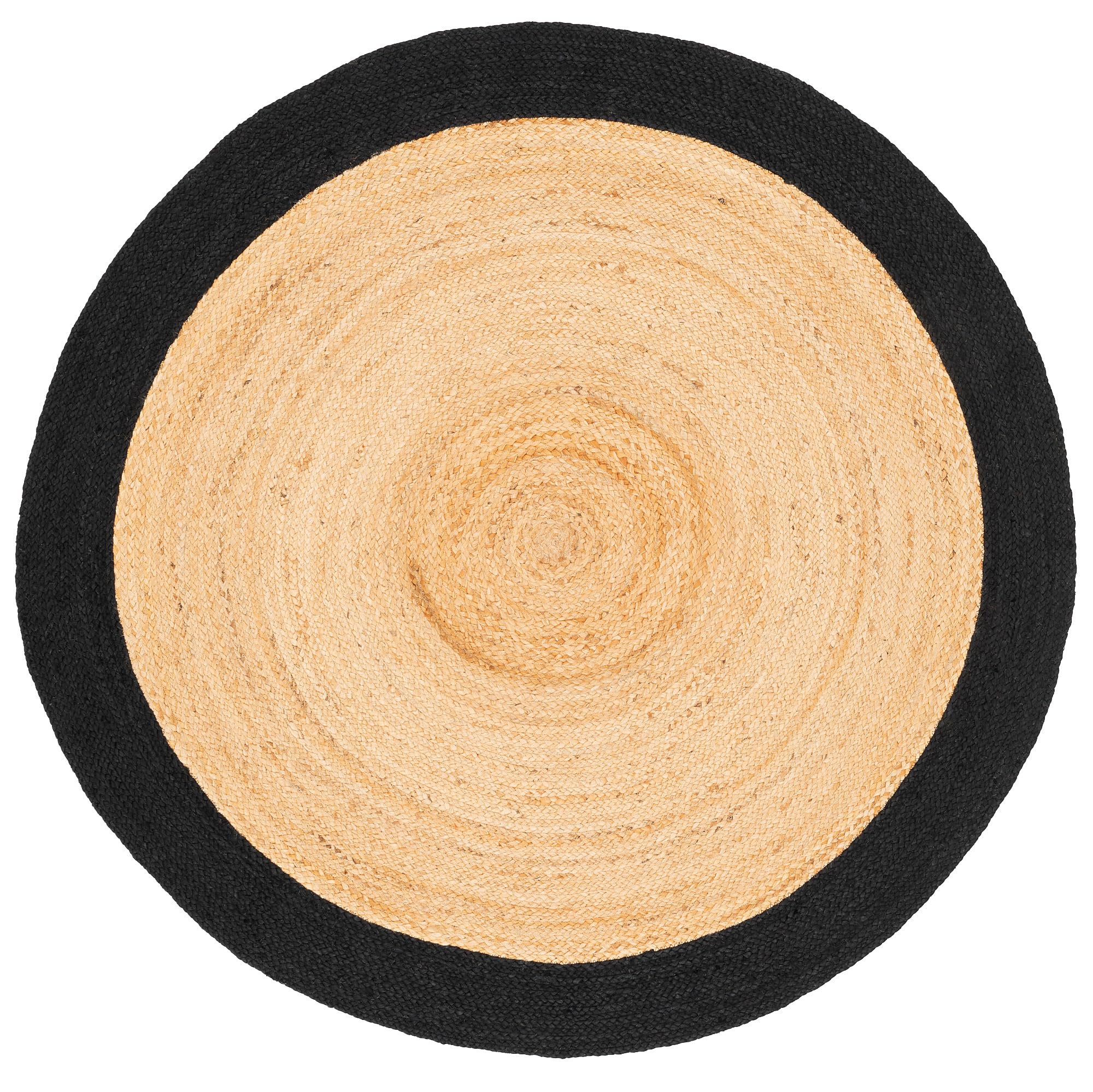 Pergamon Tapis Jute Salsa Bordure Noire Rond – Fibre Naturelle Fait Main