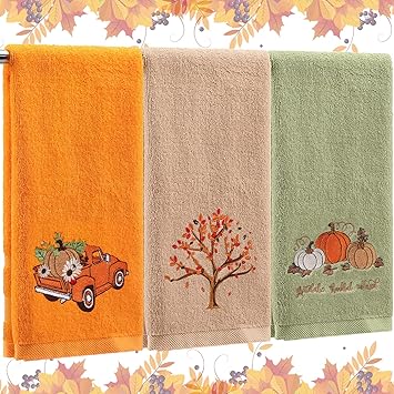 Amazon.com: Fanfanwin 3 Pcs Thanksgiving Hand Towels for Bathroom 13.8 ...