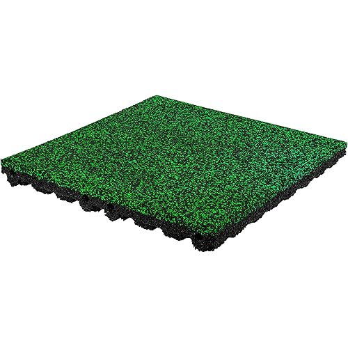 Playsafer Elevate Rubber Playground Tiles - 2" High Density Interlocking Shock Absorbent Safety Tiles for Outdoor Play-Areas, and Exercise Equipment - 20" X 20" (10 Tiles - 26 Sq. Ft., Green)