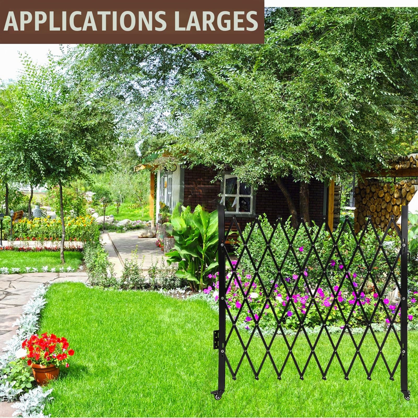 Barrière de chantier - Clôture mobile pour chien - 1,1 m - Extensible - 127 x 109 cm - Avec roulettes - Porte de sécurité en acier - Pour garage, école, jardin - Design accordéon
