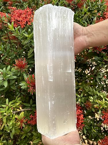 Jumbo Selenite Log, Natural White Crystal Huge Selenite Log, Giant Raw Selenite, Rough Raw Crystal Bar, Healing Crystals (15-18 lbs) - 15-18 lbs