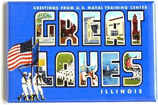 Greetings From Great Lakes Illinois Fridge Magnet (1.75 x 2.75 inches)