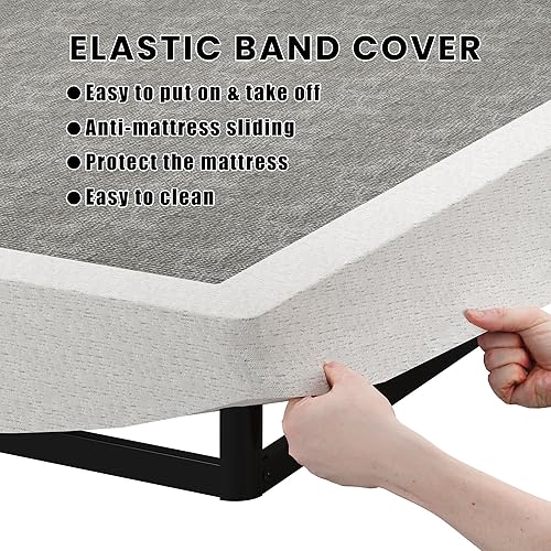 Miniatura 6 de Somier Tamaño Queen - Base de Colchón de Perfil Bajo de 3 Pulgadas Sin Ruido Base de Cama Básica de Metal Resistente con Funda de Tela Limpia, Fácil