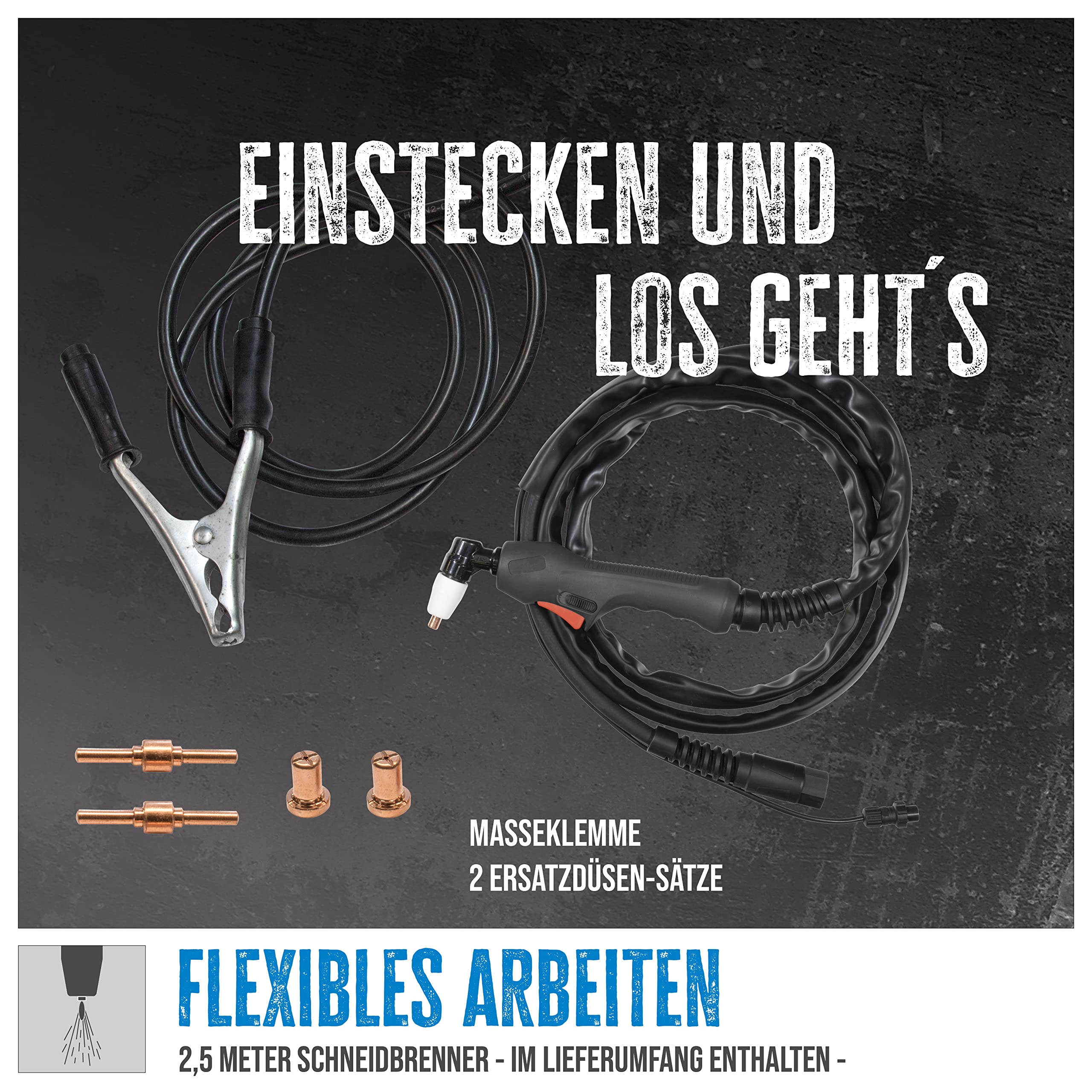 Güde Plasmaschneider GPS-E 40 A.2 (Inverter Hochfrequenz-Plasmaschneider 15-40 A, 230 V, für Bleche und Stahl, Schnittstärke bis 12 mm, 3-6 bar, inkl. Druckmindereinheit mit Manometer uvm.)