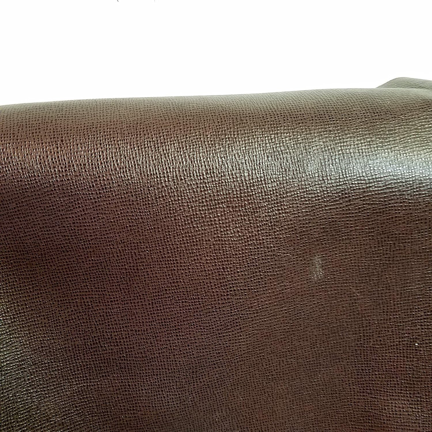 20"x 30" Leather Cutting Piece Brown Saffiano Cross Hatch Handbag Chap Shoe Cowhide Genuine Leather Hide Skin (20" X 30" Cutting)