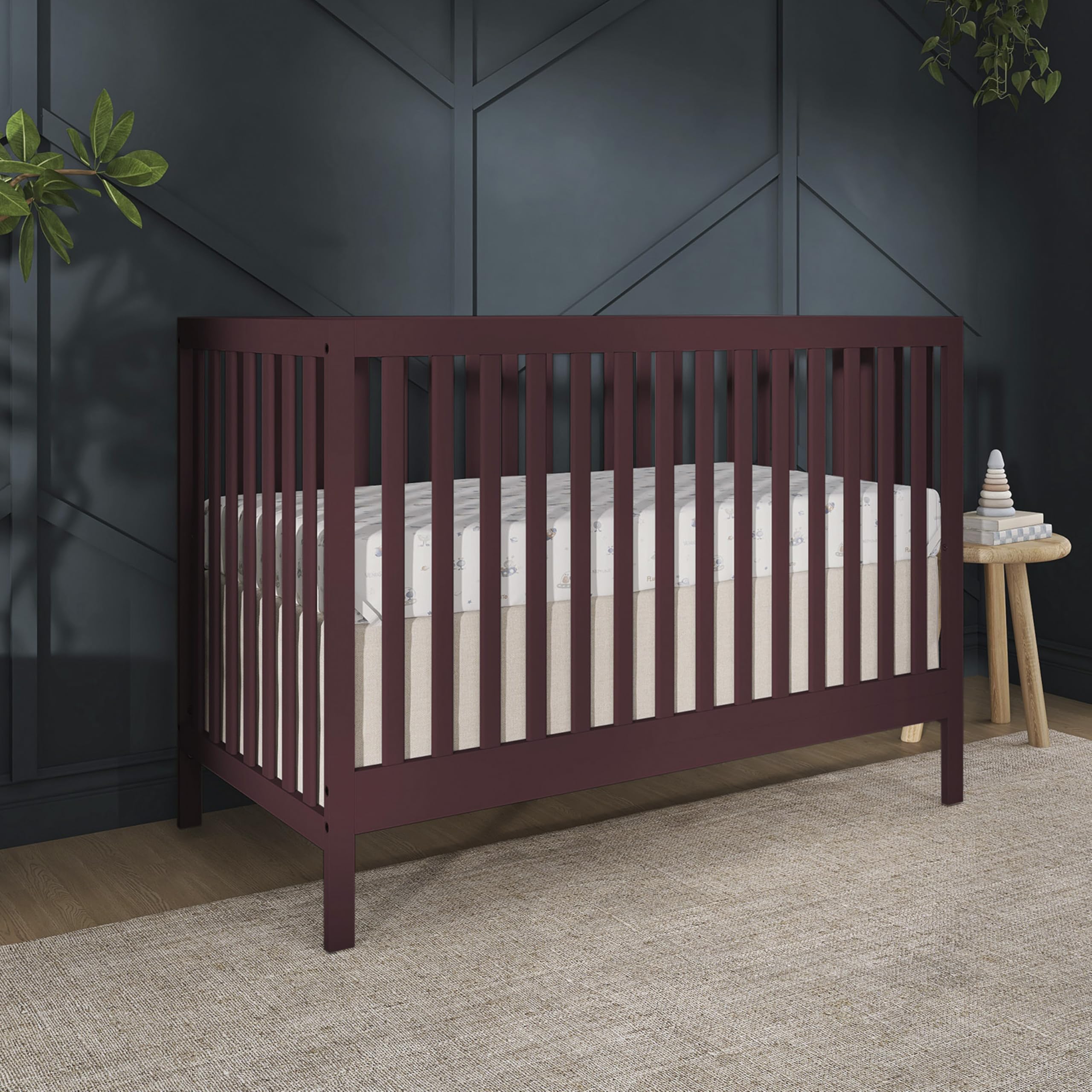 Dream On Me Synergy MOD 5-in-1 Convertible Full-Size Baby Crib with Toddler, Day & Full Bed Conversion in Auburn, GreenGuard Gold & JPMA, 3 Mattress Heights, Sustainable Pinewood
