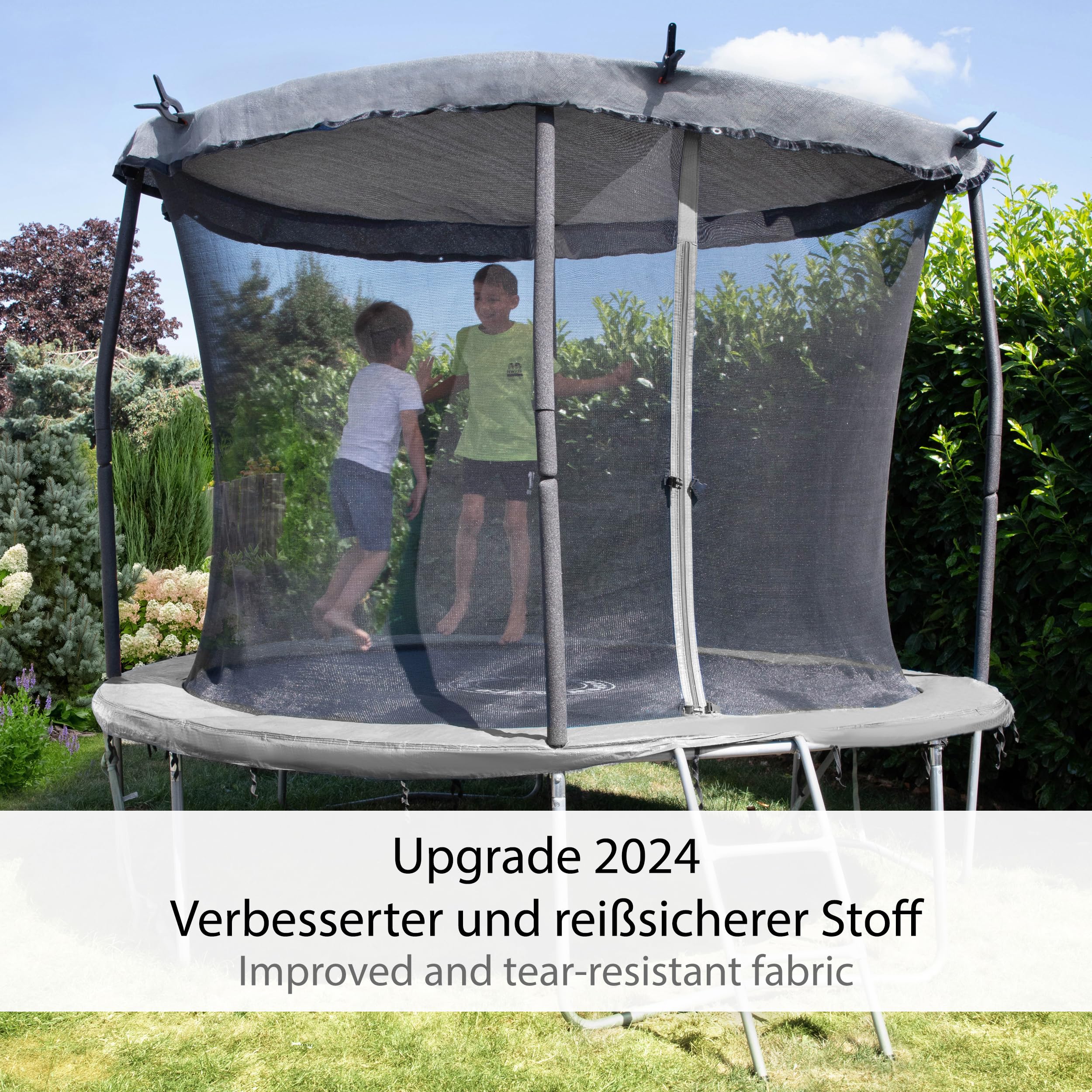ONVAYA® Trampolin Sonnensegel in Anthrazit | Reißfest und luftdurchlässig | Schutz vor UV- Strahlung und Witterung | Trampolin Abdeckung Ø 305 | Aus 100% HDPE Kunststoff-Gewebe