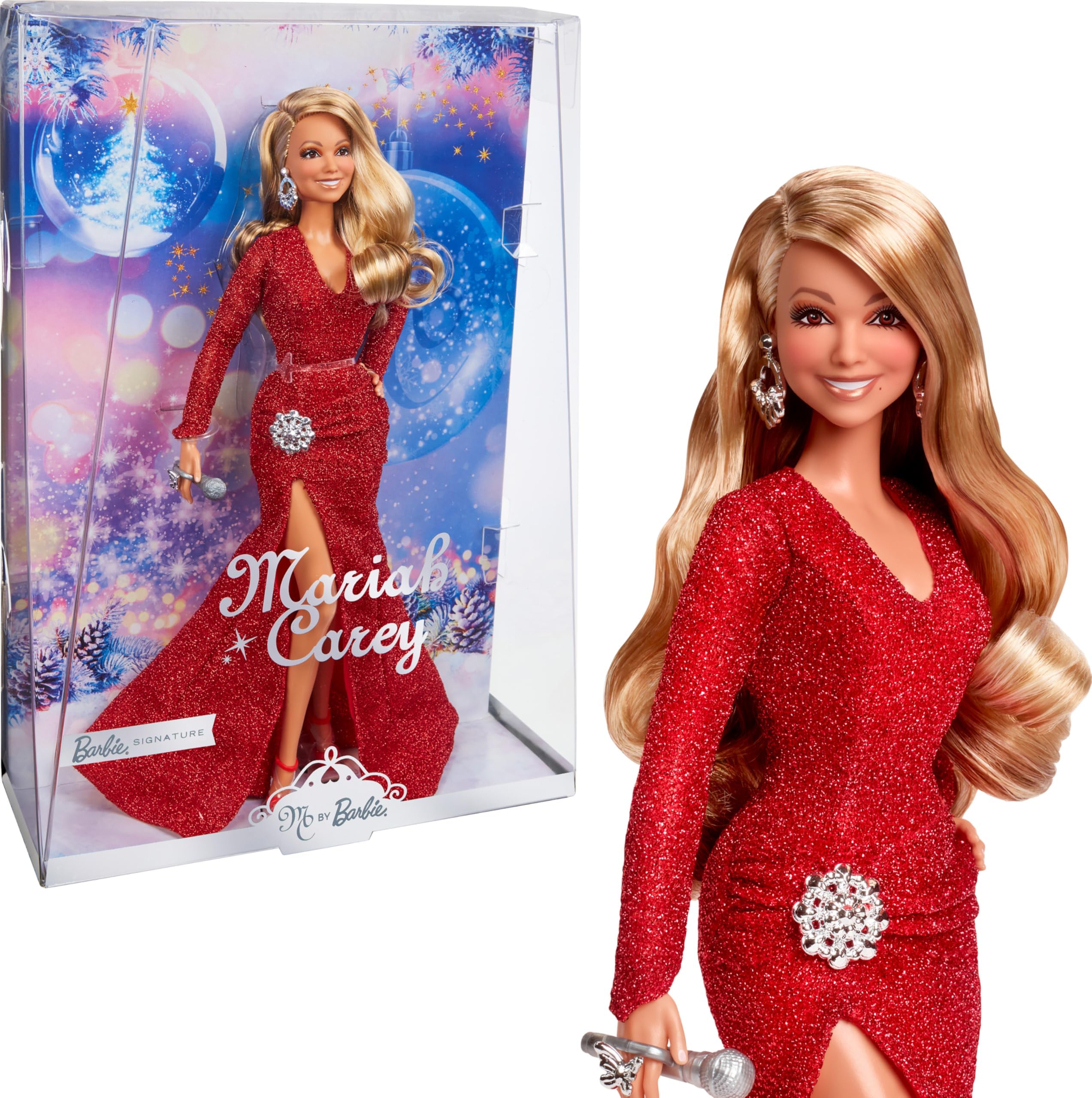 Signature Doll, Mariah Carey Holiday Collectible in Red Glitter Gown with Silvery Accessories