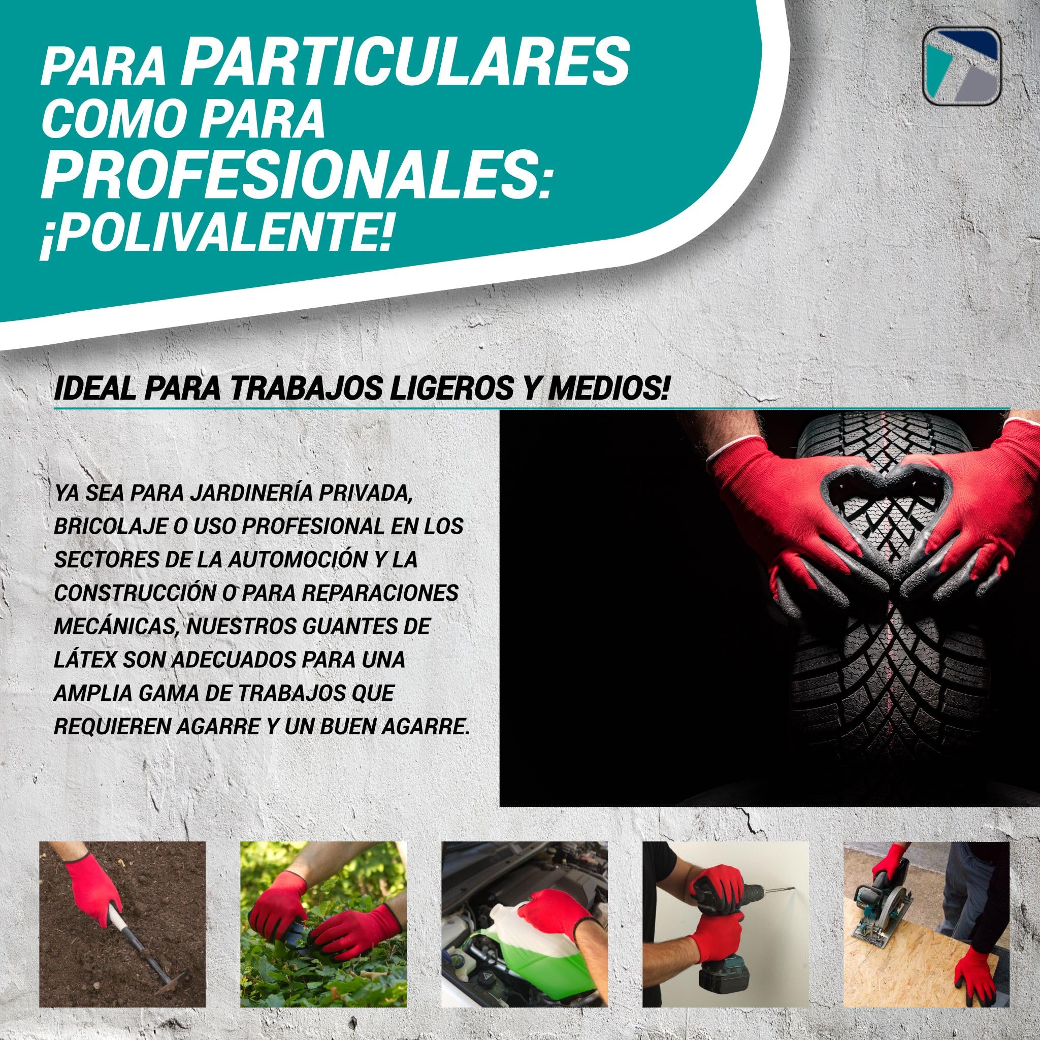 Trevendo Guantes de trabajo - guantes de montaje sólidos con revestimiento de látex, talla 9, 60 pares