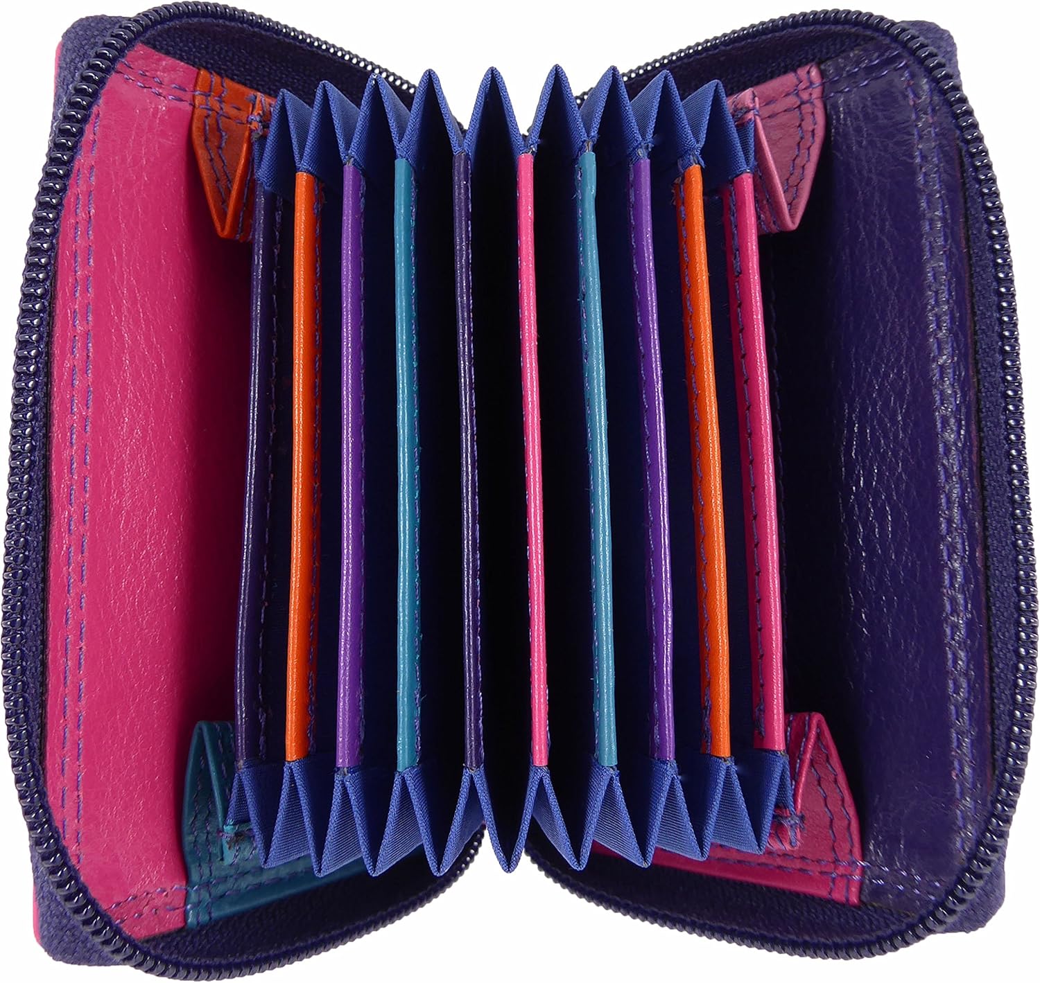 Ladies Multicoloured Leather Concertina Credit Card Holder with RFID