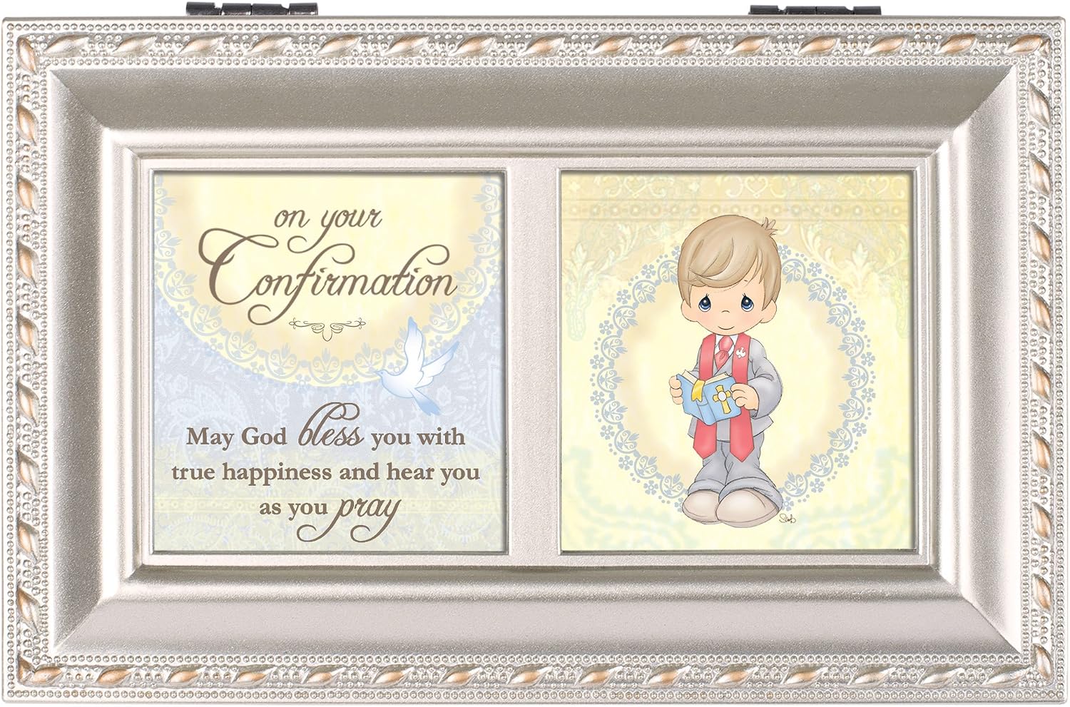 Precious Moments Confirmation Boy Silver Music Box Plays Amazing Grace image 2