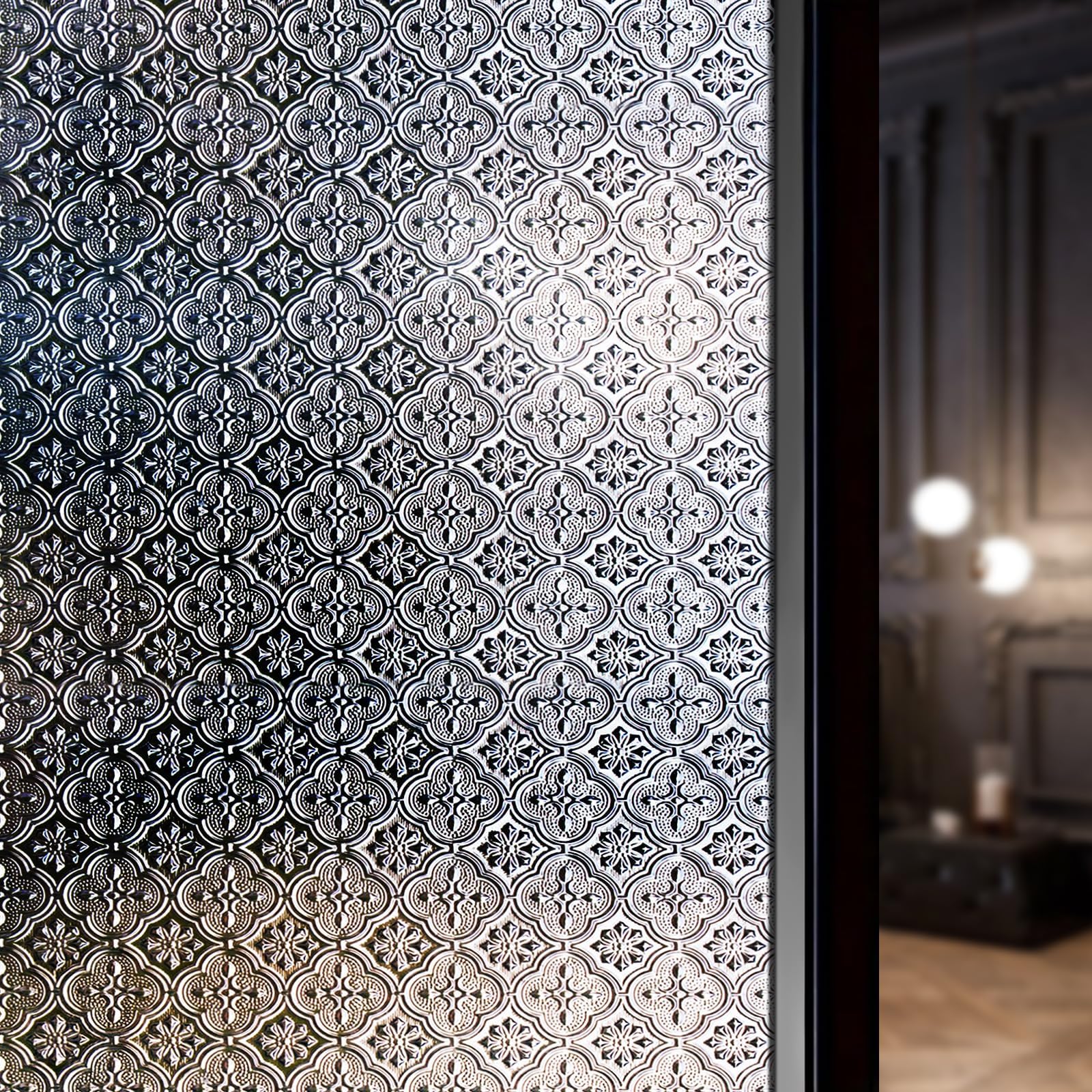 DARUITE Fensterfolie Blickdicht Sichtschutzfolie Fenster Selbsthaftend Schwarz Verdunklungsfolie Für Fenster