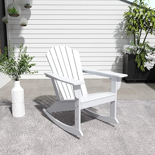 WestinTrends Dylan Dylan - Silla mecedora Adirondack de plástico de polietileno para exteriores, color blanco