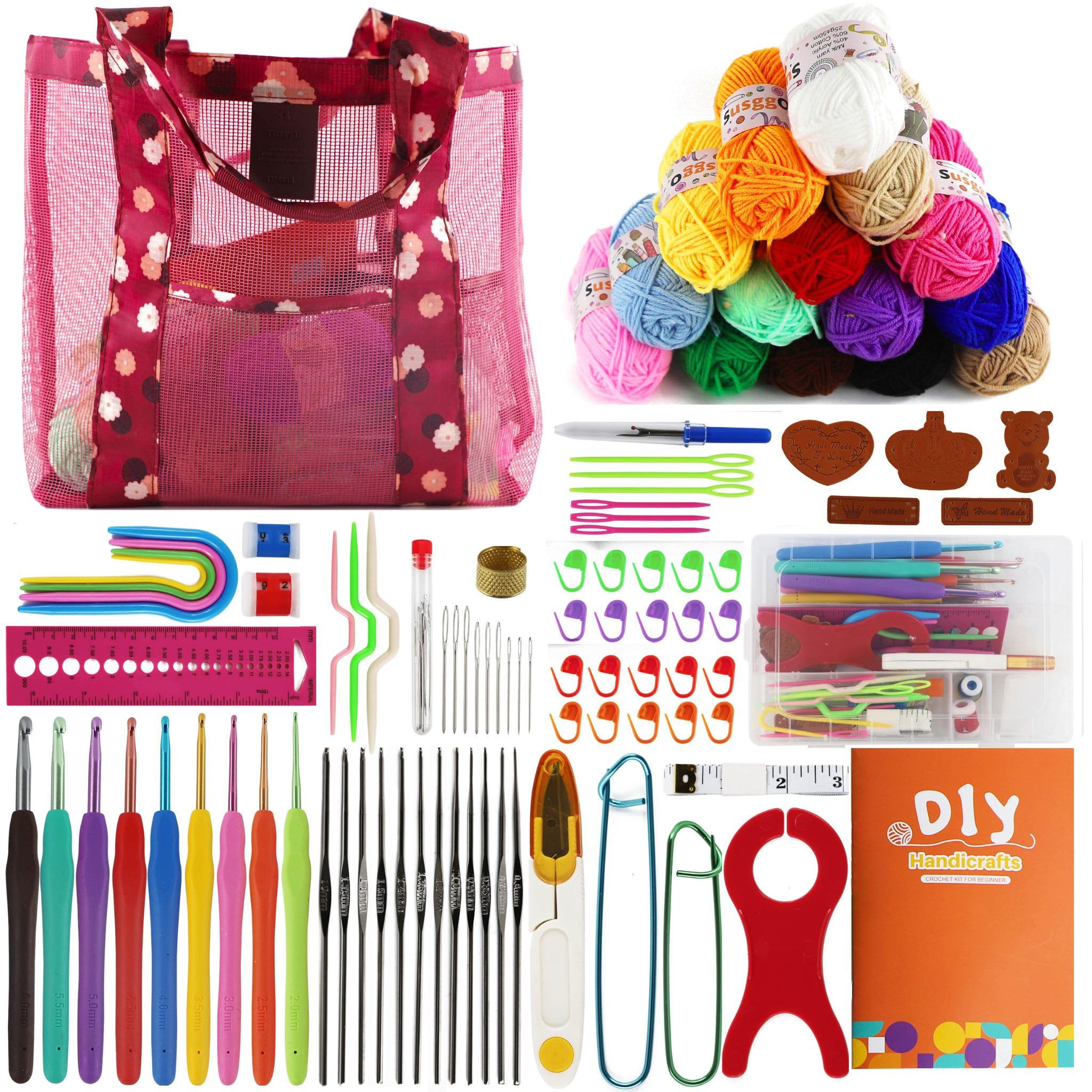 Coopay Haaknaaldenset, haaknaalden voor beginners en volwassenen, inclusief ergonomische metalen haaknaalden van 0,6 mm tot 6 mm, accessoires met etui, haakset met wol en naalden, starterset voor