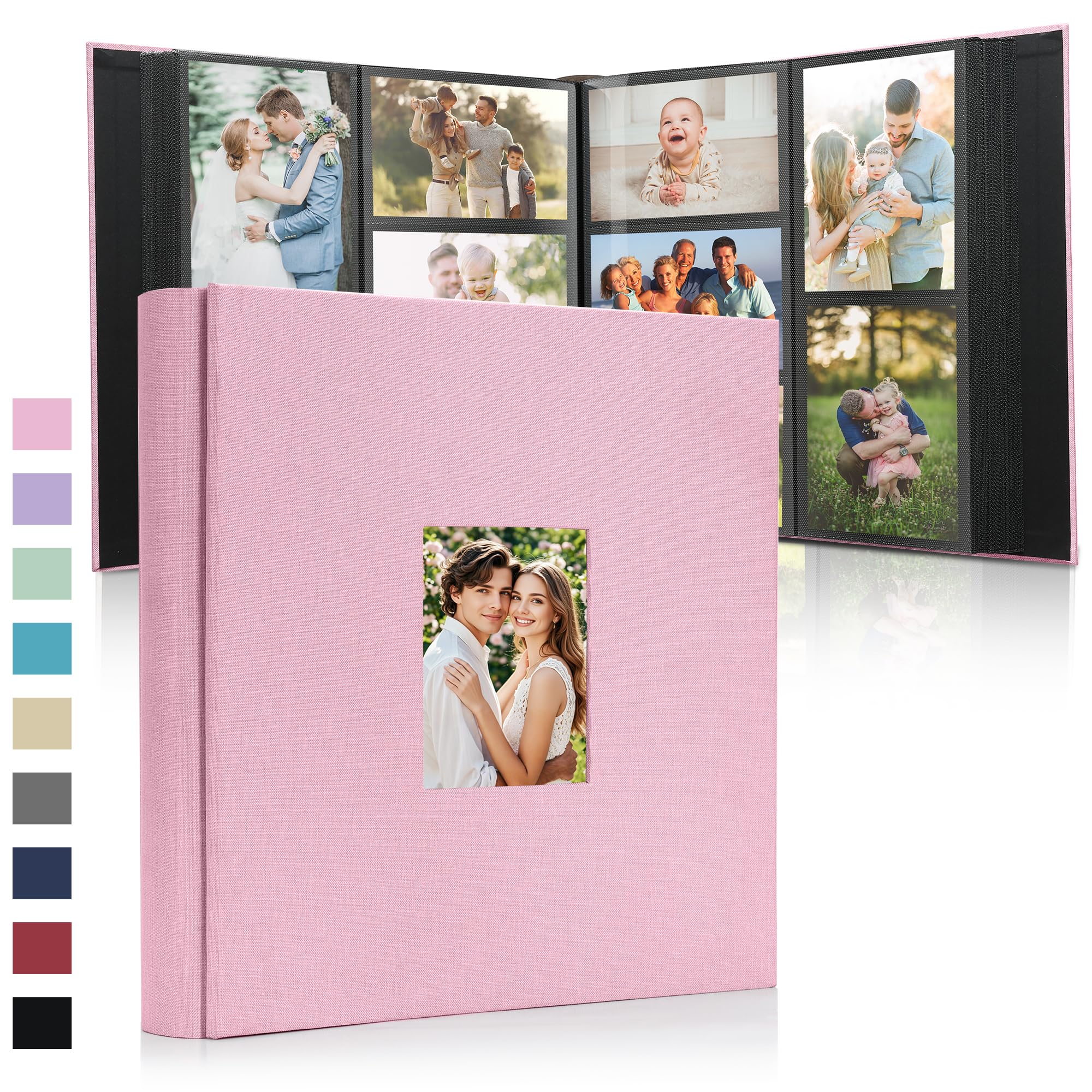 DazSpirit Large Photo Album 6x4 in, 1000 Slip-In Pockets, Linen Fabric Hard Cover Photo Book with Customisable Front Window for Family, Wedding, Travel & Baby Memories