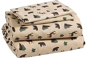 Beatrice Home Fashions Cozy Cabin Tree Sheets 4-Piece Full Microfiber Bedding Sheet Set