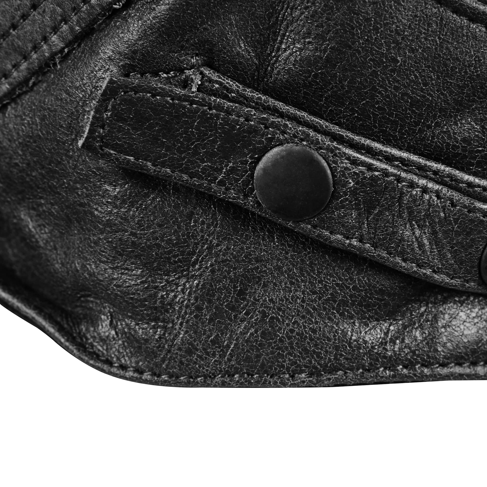 BLUETECH Cabriohaube Cabriom czapka lotnicza czapka oldtimerowa skóra czarna wraz z okularami panoramicznymi mężczyźni kobiety unisex