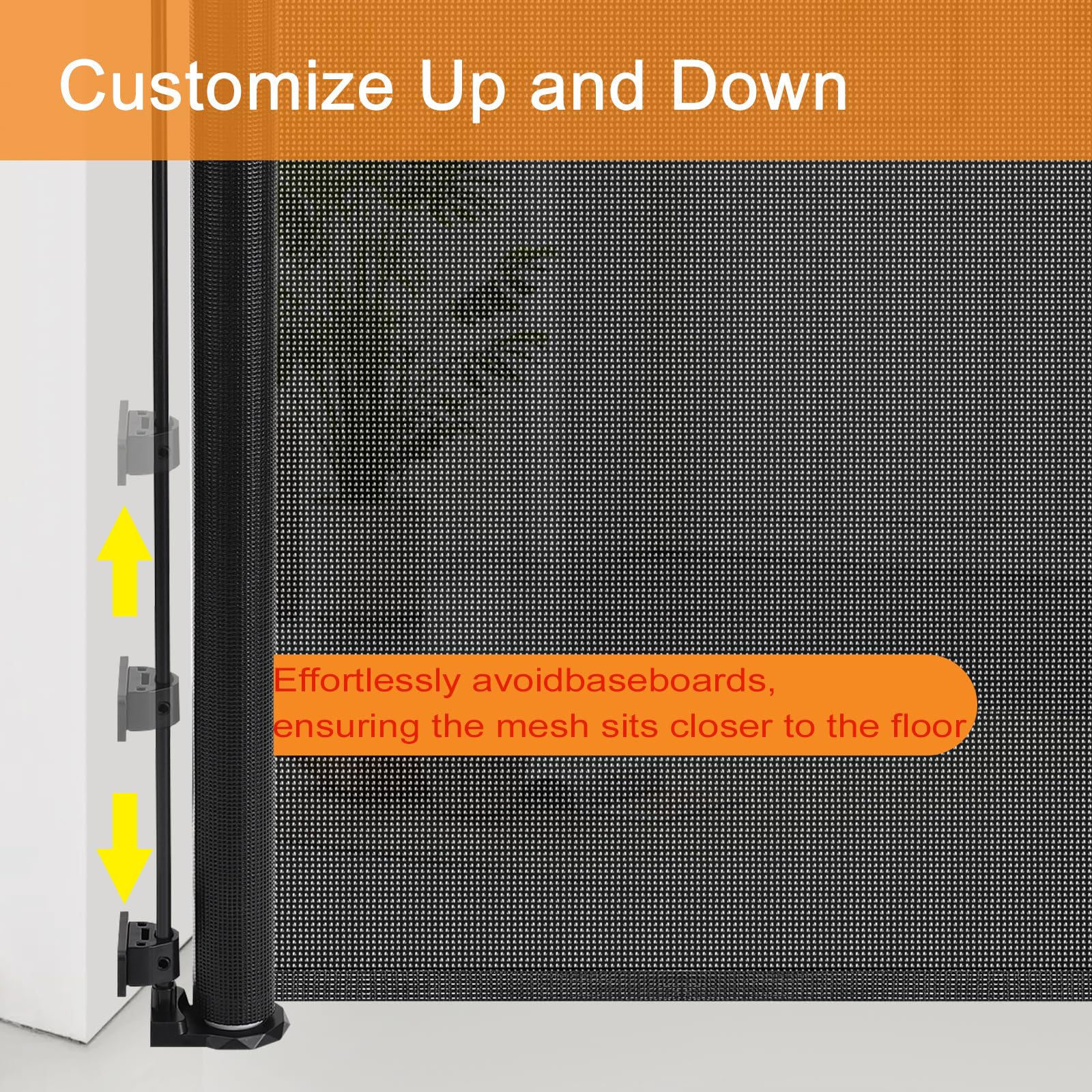 Extra Wide Retractable Baby Gates Pet Gate for Wide Openings Long Dog gate with Rods to Prevent Crawling Through - Image 4