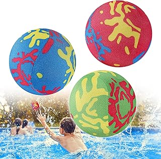 Pool Toys for All Ages - 3 Pcs Water Skipping Ball with Water Ripple Shape, Multicolor Soft Bouncing Ball for Friends Family Playing at Beach Swimming Pool or Lake