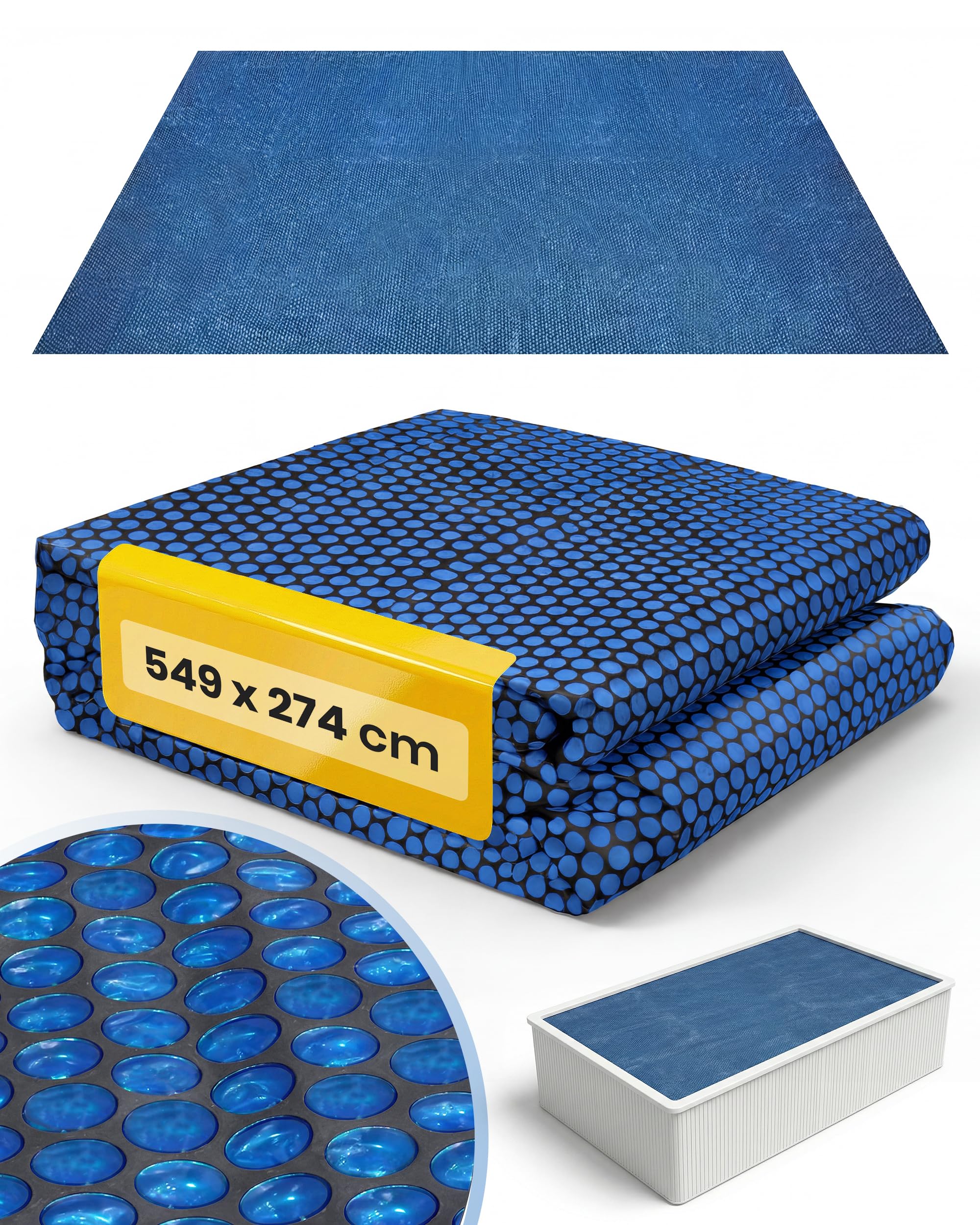 Miganeo Premium Telo Solare per Piscina 549x274 cm Rettangolare | Nero/Blu | Tagliabile | Telo Termico | Riscaldamento piscina