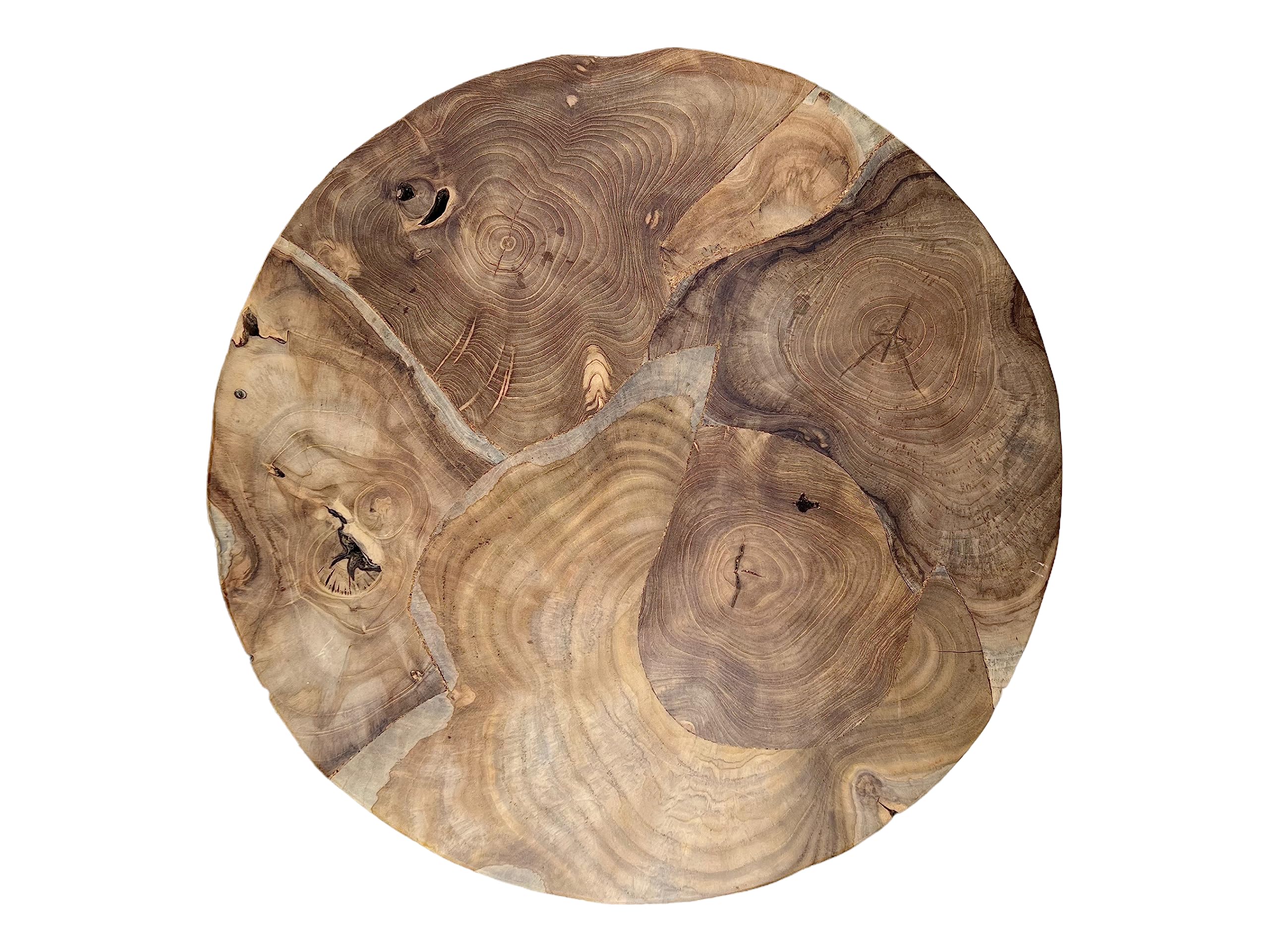 Holz Couchtisch – Beistelltisch Kaffeetisch – Mit DREI Metallbeinen – Rund aus Teakholz – 60x60x43 cm