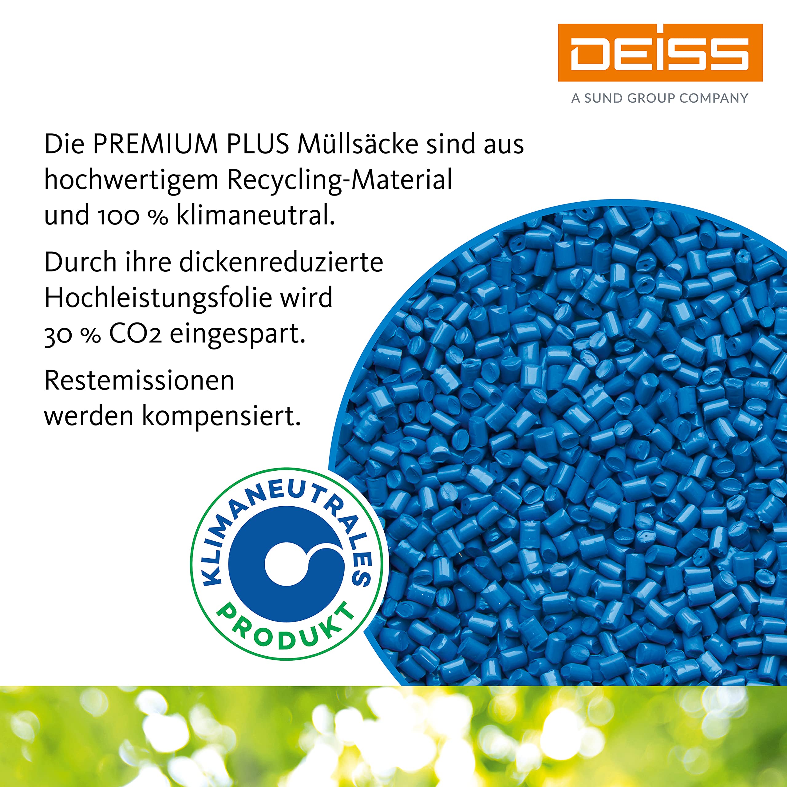 Deiss Premium Plus - Sacchi per rifiuti pesanti in LDPE riciclato, 120 litri, per rifiuti di costruzione, 150 pezzi, colore: Blu
