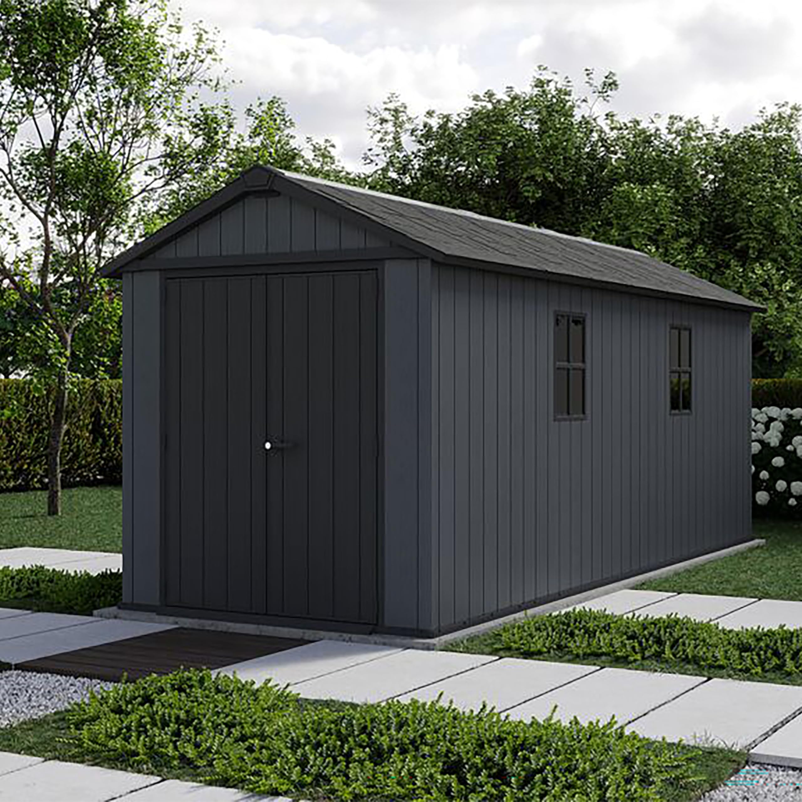 Abri de Jardin Newton Plus 1775-11,2 m² - Gris Aspect Bois - KETER