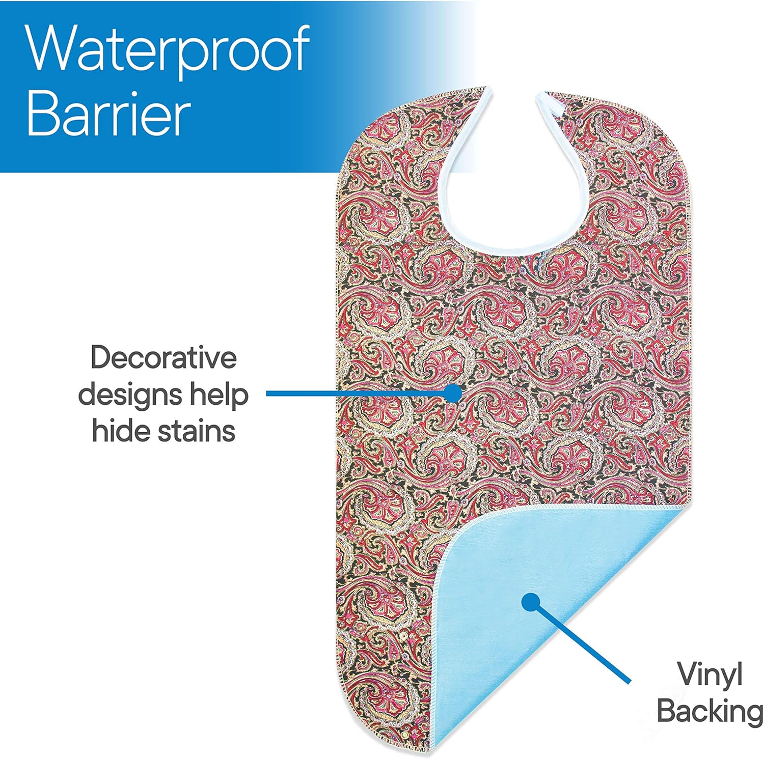 RMS Adult Bib Washable Reusable Waterproof Clothing Protector with Vinyl Backing 34"X18", Designer Patterns (Heritage) : Health & Household