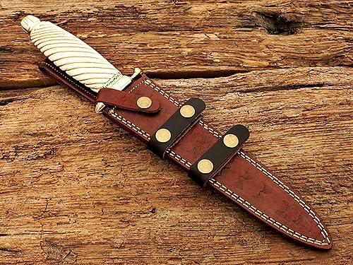 Miniatura 3 de Hoja hecha a mano de encargo de Damasco, daga exótica de la manija del hueso del camello de 385 milímetros