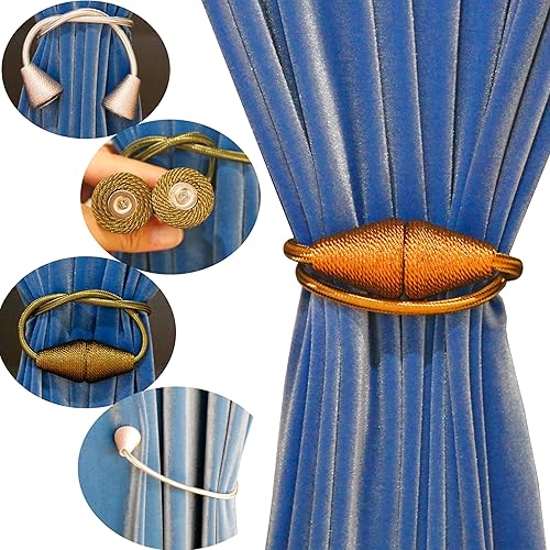 Miniatura 2 de JoySusie Paquete de 2 alzapaños magnéticos para cortinas, cuerdas mejoradas, modernas, hechas a mano, cortinas decorativas, sujetadores de tejido