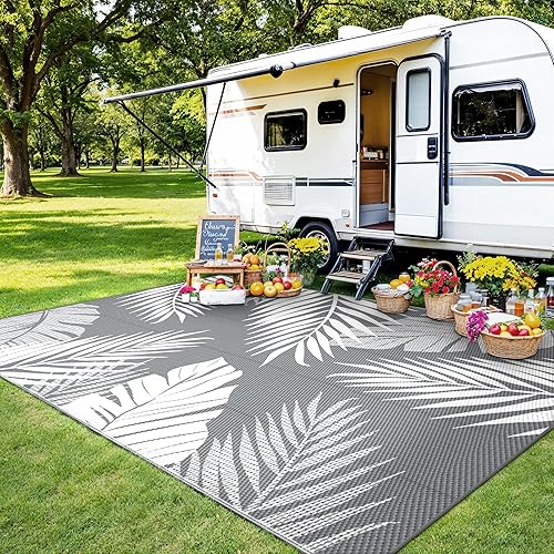 Miniatura 12 de Alfombra de exterior impermeable de 5 x 8 pies para espacio libre de patio, reversible, para interiores y exteriores, alfombra de paja de plástico