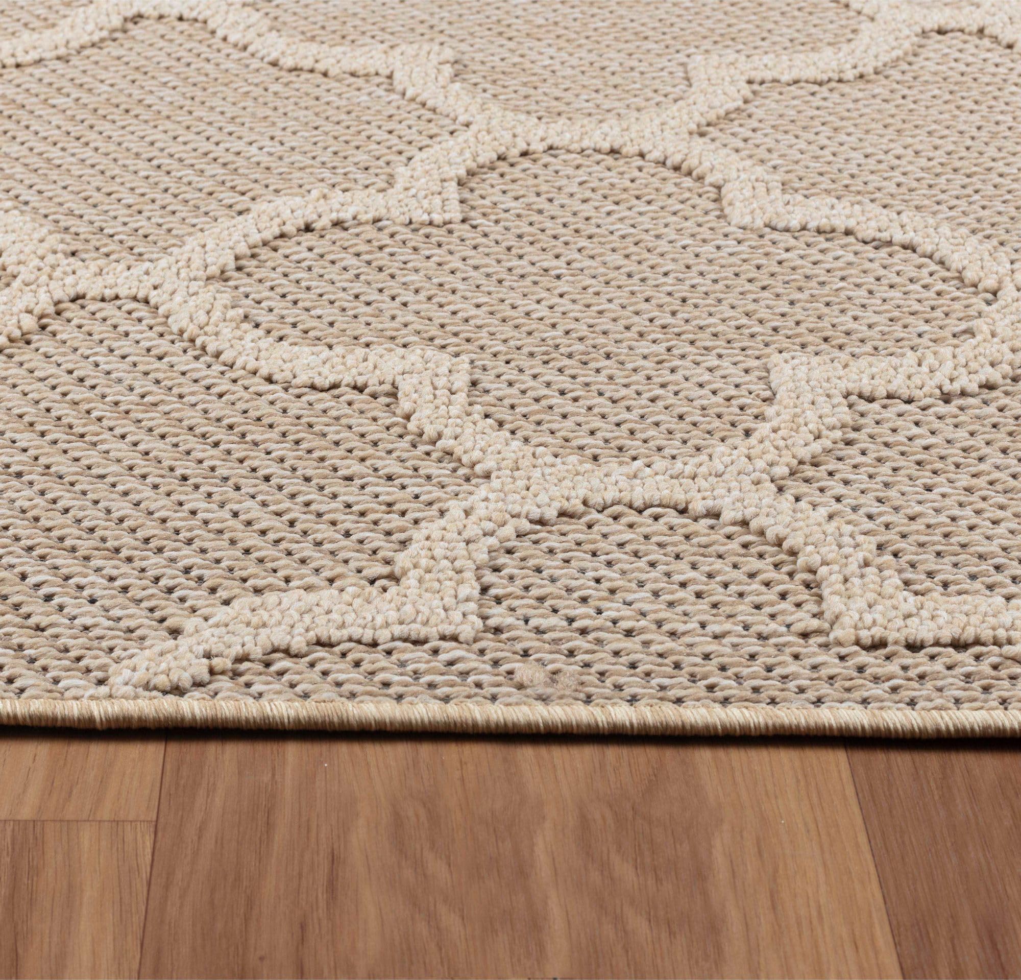 Carpetsale24 Tappeto da esterni, colore beige, disegno scandinavo, 110712, tappeto rettangolare, Tappeti per terrazzo-balcone o cucina, 160 x 230 cm