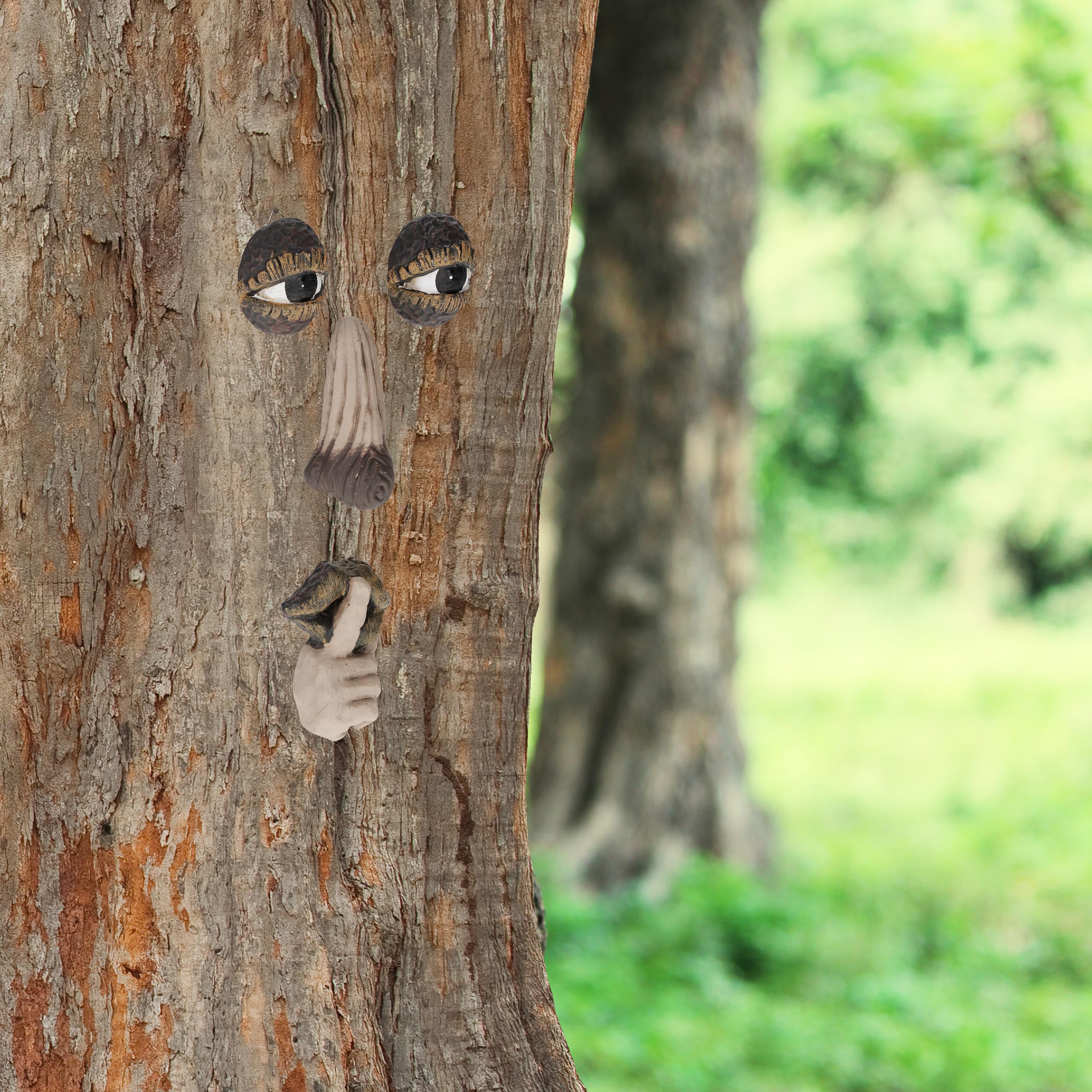 Relaxdays Accessori Decorativi per Alberi, Set 4 Parti Raffiguranti il Viso di una Persona, in Poliresina, Marrone Beige