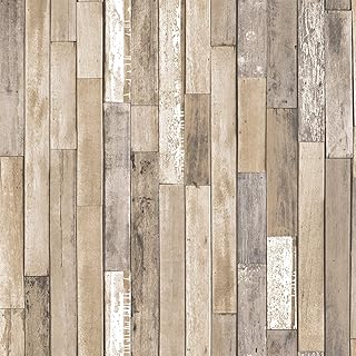 Brewster Home Fashions InHome NH3057: Weathered Plank Barn Peel & Stick Wallpaper, Brown