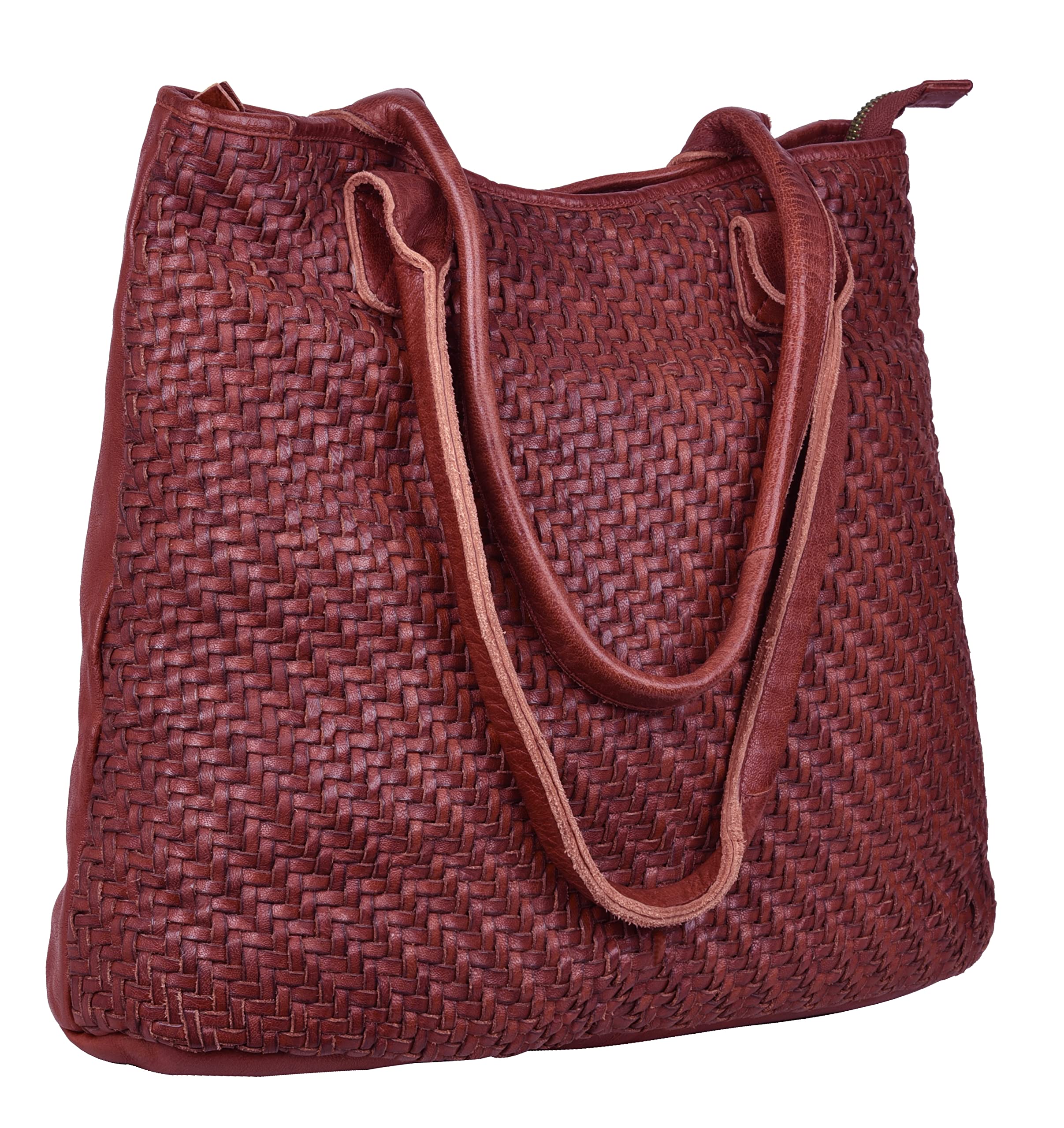 ANTONIO VALERIA Alice Braided Washed Leather HandBag for Women
