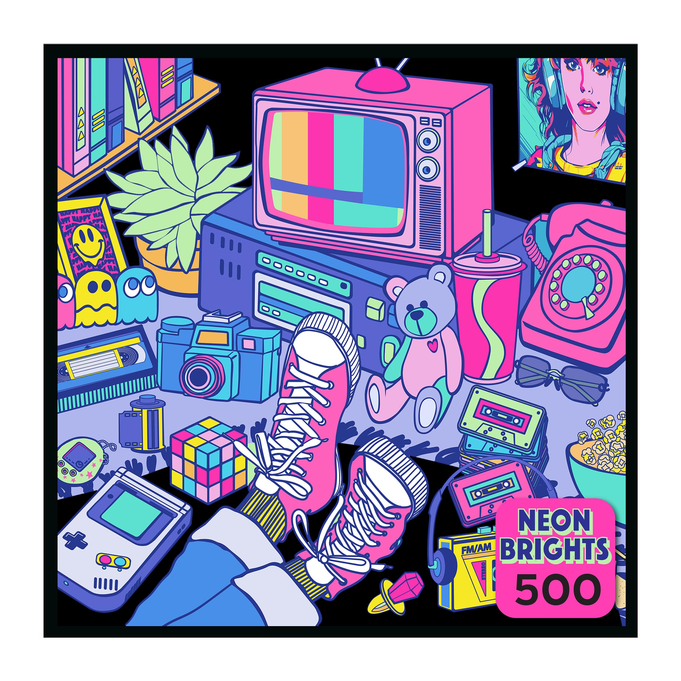 Amazon.com: RoseArt - Neon Brights - 1980s - 500 Piece Jigsaw