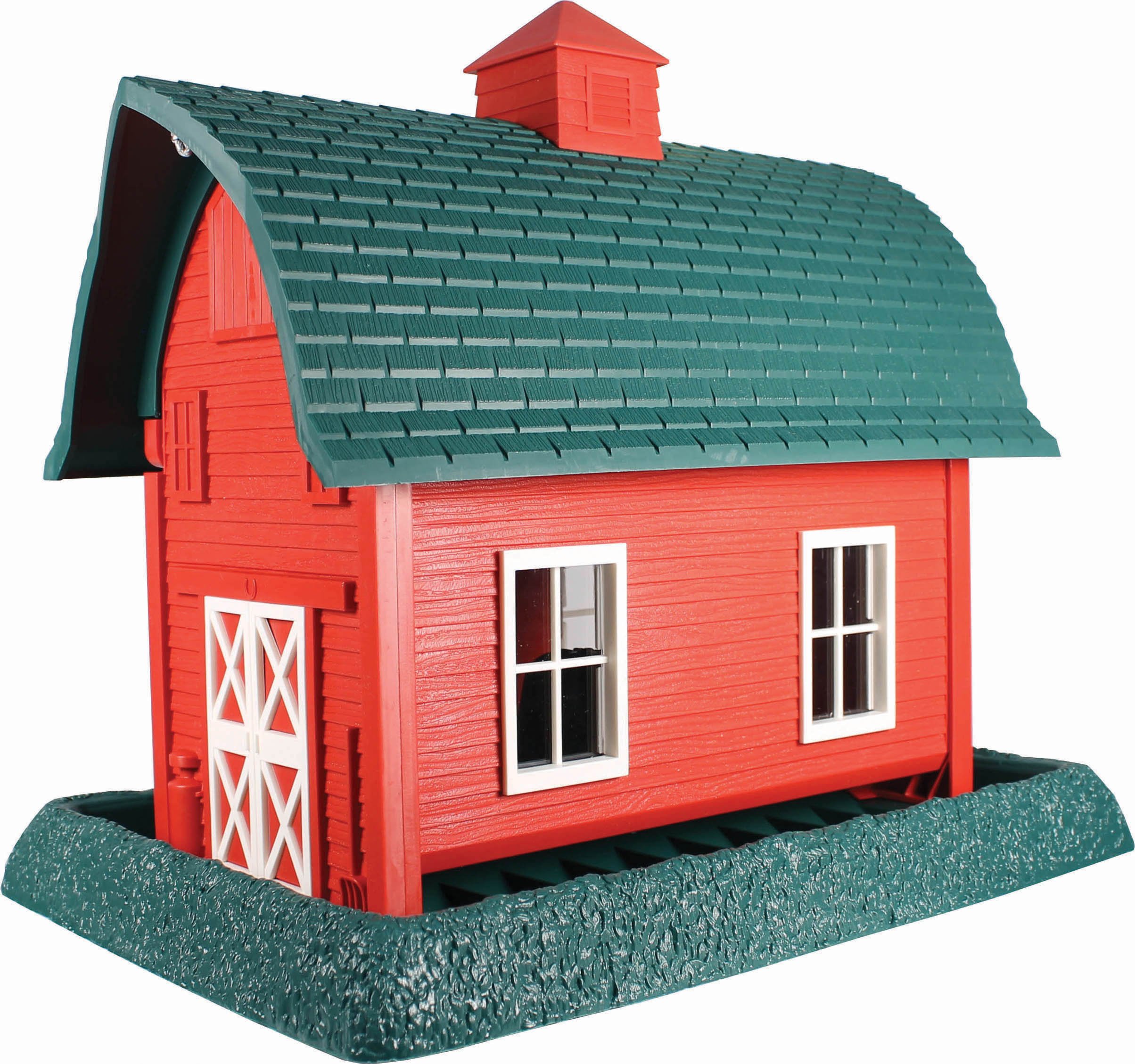 North States Village Collection Large Red Barn Birdfeeder: Easy Fill and Clean. Squirrel Proof Hanging Cable included, or Pole Mount (pole sold separately). Extra Large, 8 pound Seed Capacity (10.25 x 14.5 x 13.25, Red)