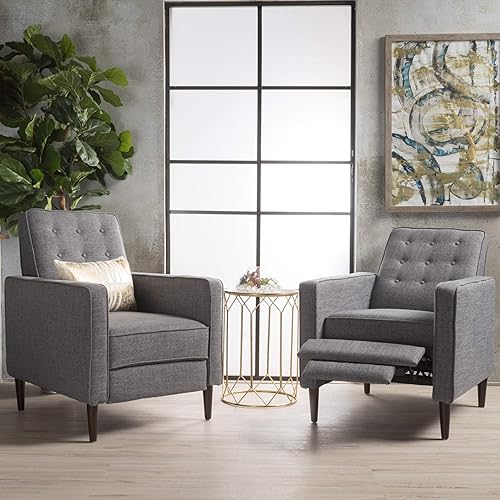 Miniatura 2 de GDFStudio Macedonia - Sillón reclinable de tela con respaldo copetudo moderno