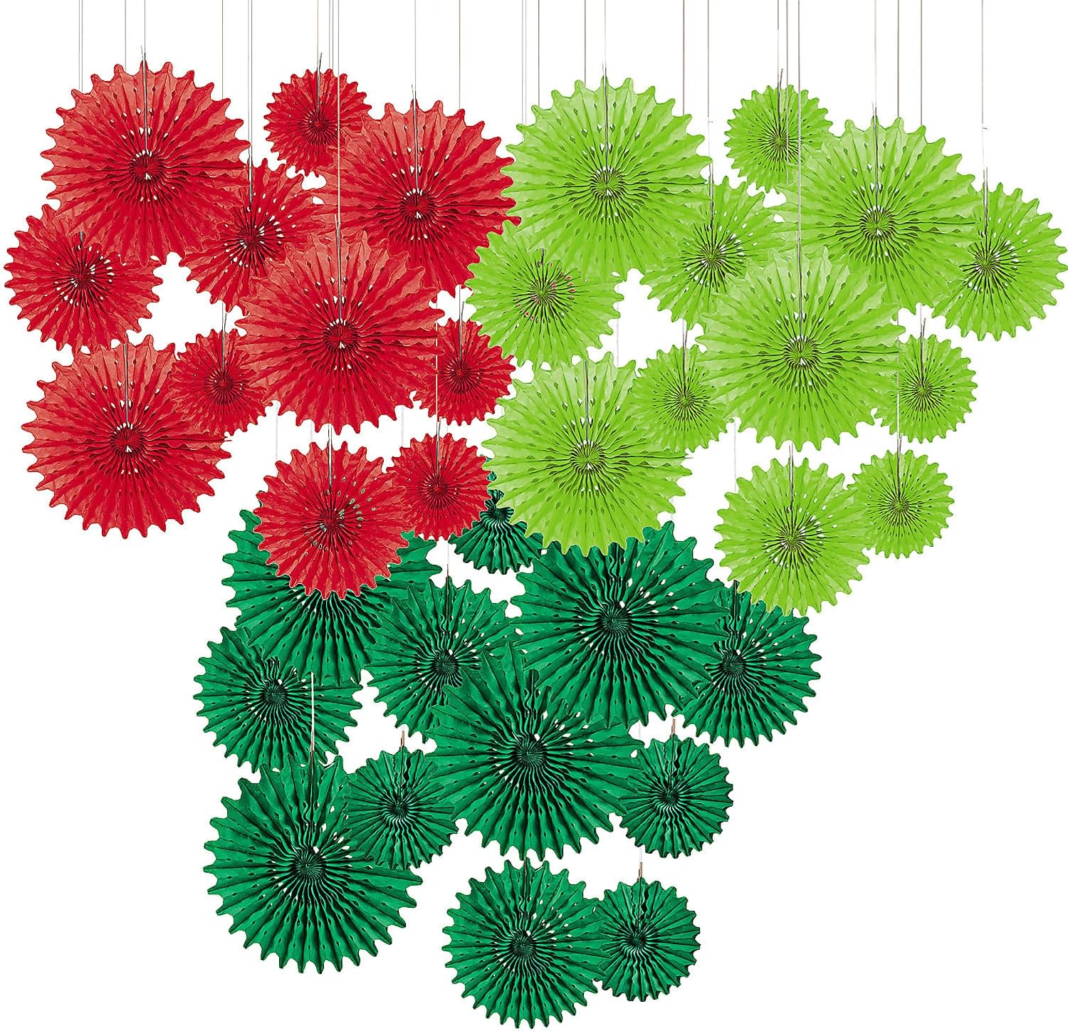 Fun Express Holiday Hanging Tissue Paper Fans Kit - 36 Pc