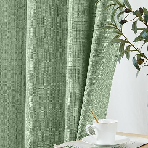 Miniatura 8 de jinchan Cortinas 100% de opacidad para dormitorio, sala de estar, cortinas opacas de lino de 96 pulgadas de largo, cortinas texturizadas de lino de