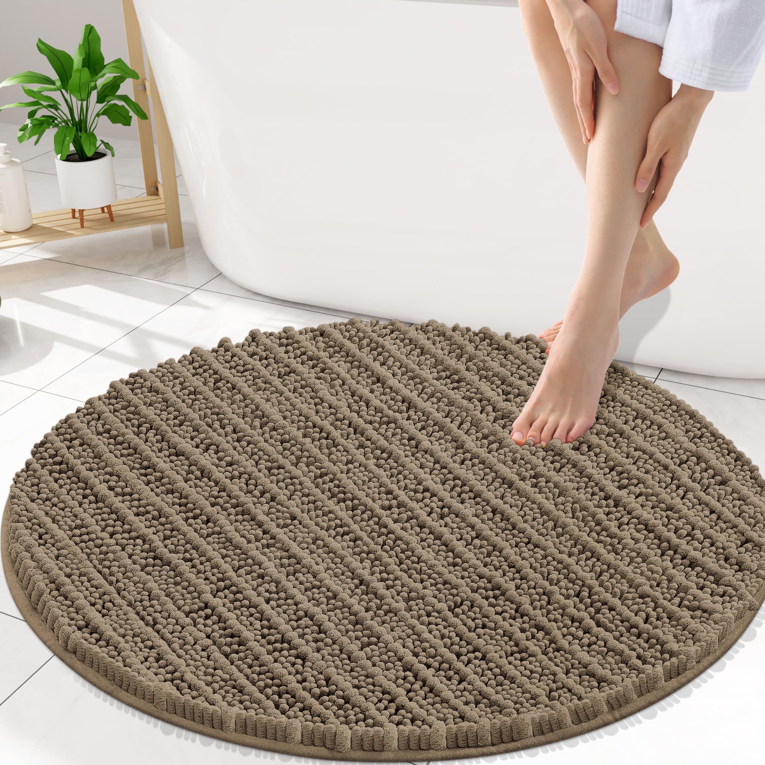 Smiry Bathroom Rugs Round 30X30, Extra Soft Rubber Backing Bath Mats