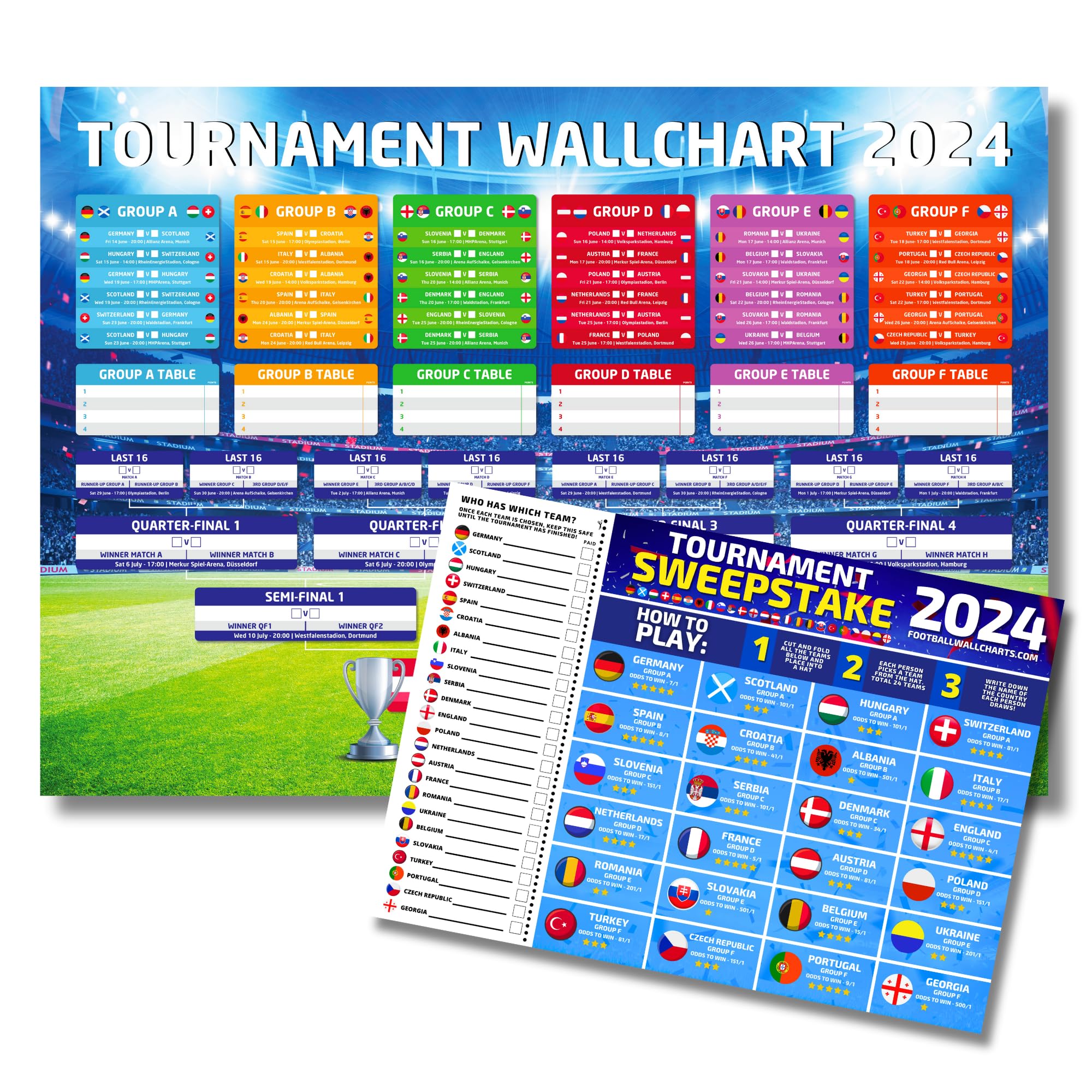 State Media VisionVibrant Tournament Wallchart 2024 Bundle - Track All Results and Follow The Full Schedule This Summer (A2 Wallchart + Sweepstake)