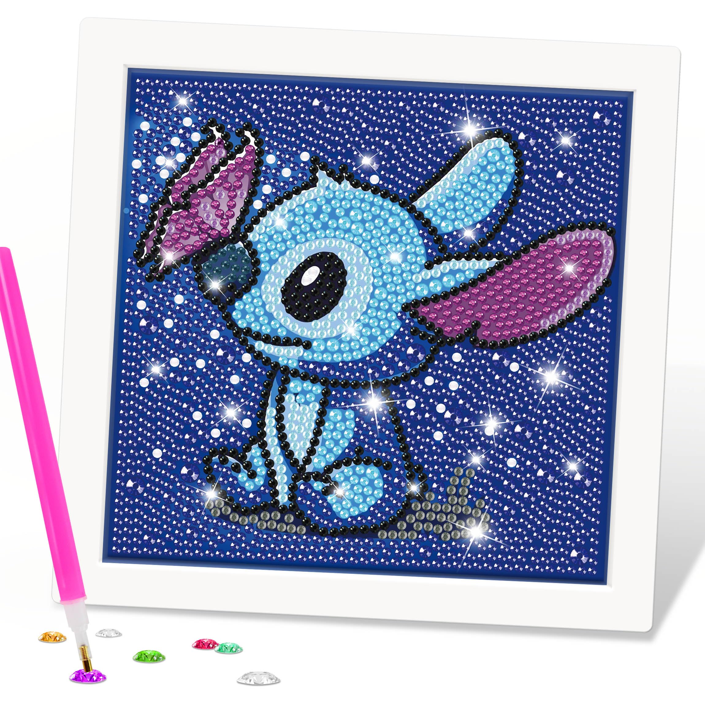 Mlife Diamond Art Painting Kits for Kids with Frame Art and Crafts for Kids, Diamond Art Kits for Kid Ages 4-8-12, Cartoon Art Kit for Children, Adult Beginner,DIY,Gift,Home Decoration(Stitch)