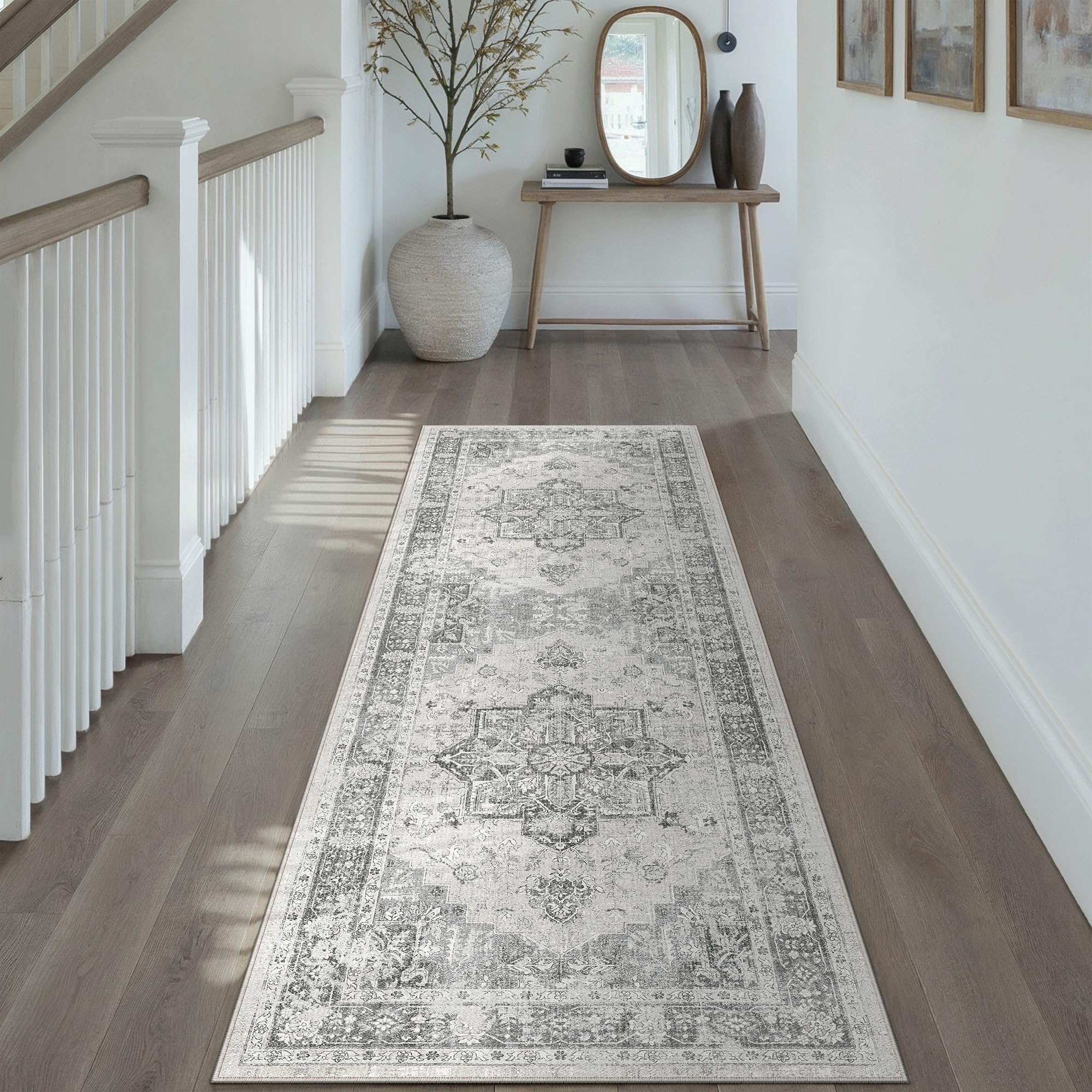 PureCozy Vintage Hallway Runner Rug 60x180cm Grey Runners — image 1